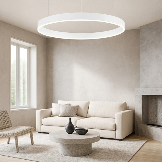Lampadario cerchio 60cm bianco led 40w 2700k a 6000k dimmerabile