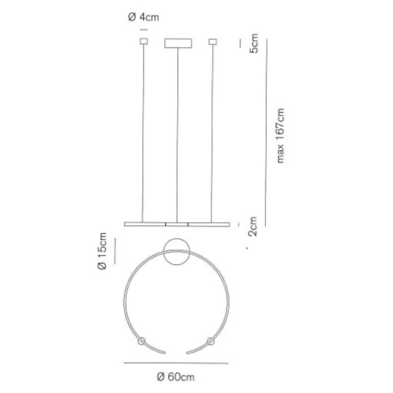 Lampadario moderno led 25w 3000k 4000k vivida olympic nero