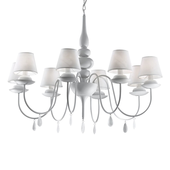 Blanche sp8 lampadario bianco 8 luci goccia ideal lux
