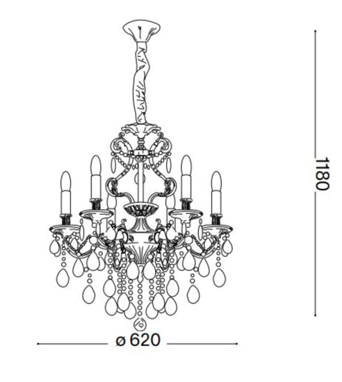 Gioconda sp6 lampadario di cristallo oro goccia 6 luci ideal lux