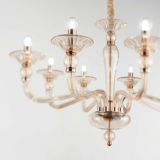 Danieli sp6 lampadario di cristallo 6 bracci ambra ideal lux