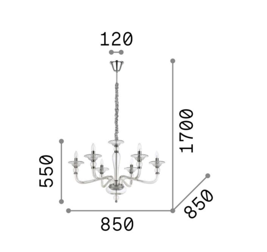 Danieli sp6 lampadario di cristallo 6 bracci ambra ideal lux