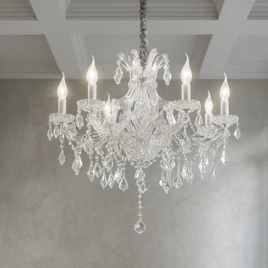 Napoleon sp8 cromo ideal lux lampadario 8 luci a goccia