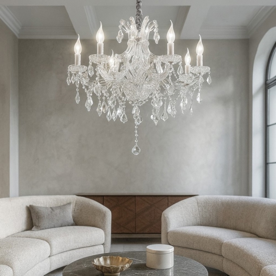 Napoleon sp8 cromo ideal lux lampadario 8 luci a goccia