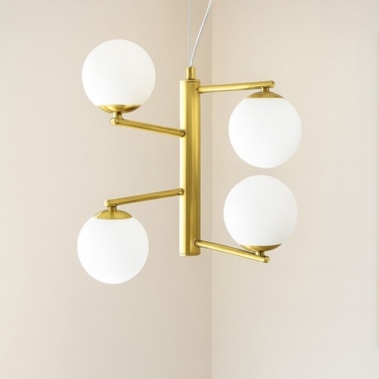 Lampadario design oro per soggiorno sfere vetro