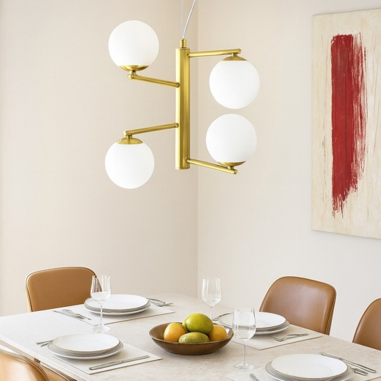Lampadario design oro per soggiorno sfere vetro