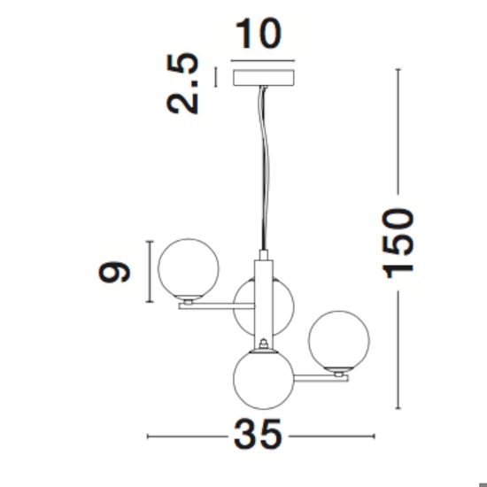 Lampadario design oro per soggiorno sfere vetro