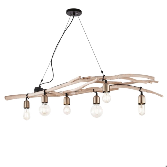 Ideal lux driftwood sp6 lampadario casa in montagna 6 luci rami di legno