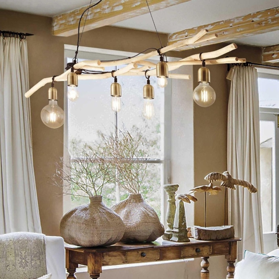 Ideal lux driftwood sp6 lampadario casa in montagna 6 luci rami di legno