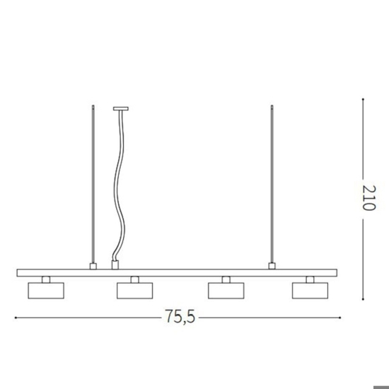 Ideal lux minor linear sp4 lampadario nero per soggiorno moderno