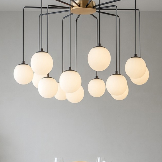 Ideal lux rhapsody sp12 lampadario design moderno nero oro