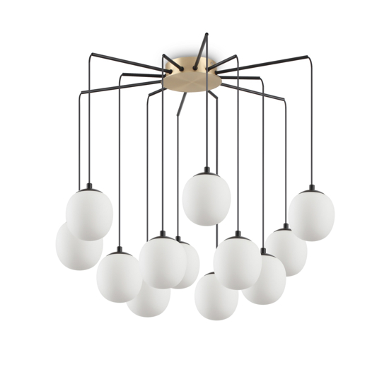 Ideal lux rhapsody sp12 lampadario design moderno nero oro