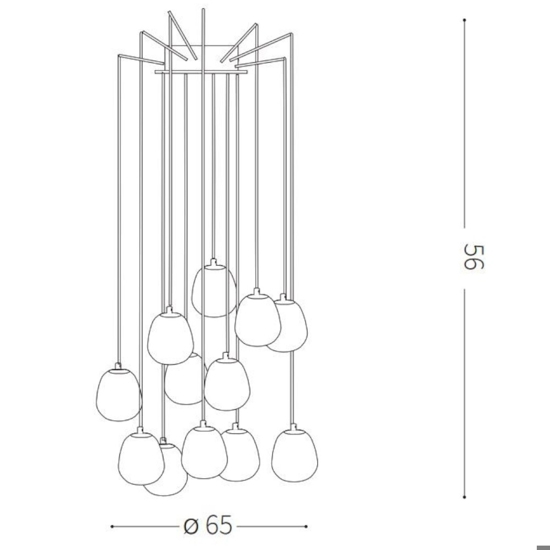 Ideal lux rhapsody sp12 lampadario design moderno nero oro
