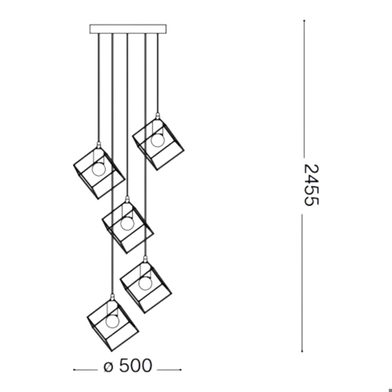 Ideal lux ice sp5 lampadario nero 5 cubi pendenti