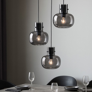 Visualizza i dettagli per Lampadario per soggiorno moderno grappolo 3 luci vetr grigio Lampadario per soggiorno moderno grappolo 3 luci vetr grigio