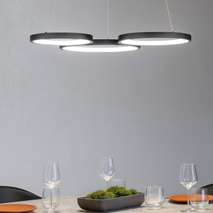Visualizza i dettagli per Lampadario per soggiorno moderno cerchi nero led dimmerabile Lampadario per soggiorno moderno cerchi nero led dimmerabile
