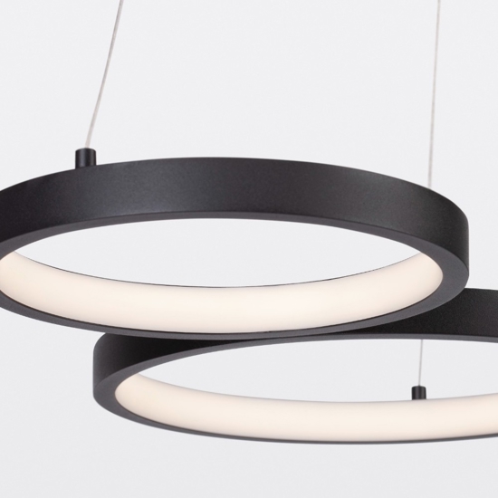 Lampadario per soggiorno moderno cerchi nero led dimmerabile