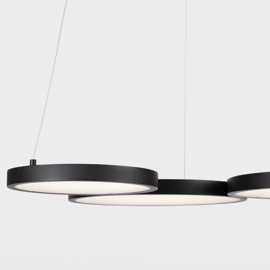 Lampadario per soggiorno moderno cerchi nero led dimmerabile