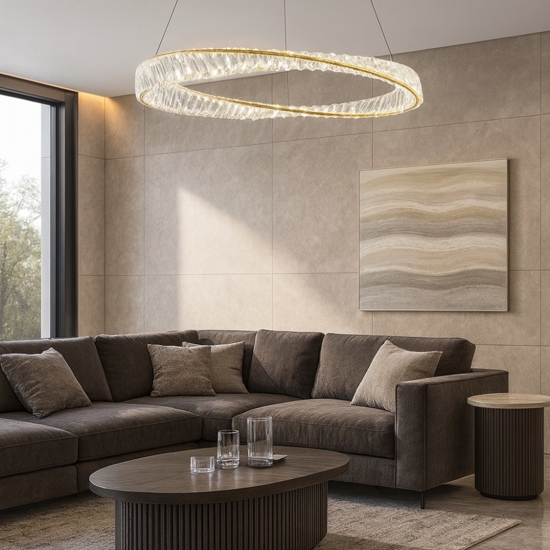 Lampadario elegante cerchio di cristallo per soggiorno