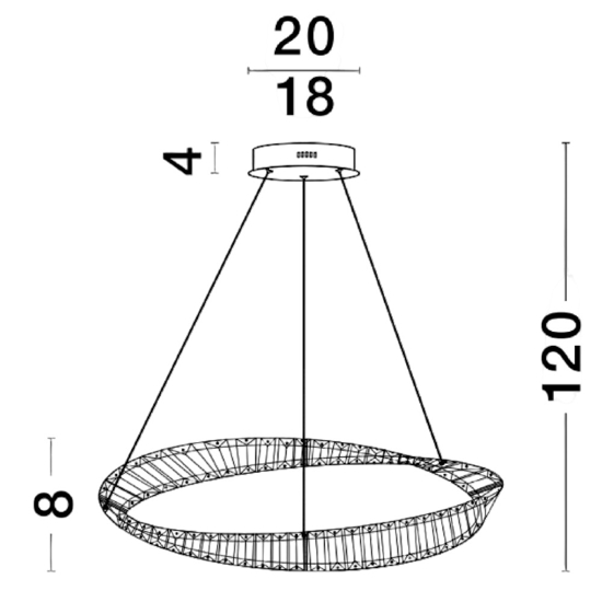 Lampadario elegante cerchio di cristallo per soggiorno