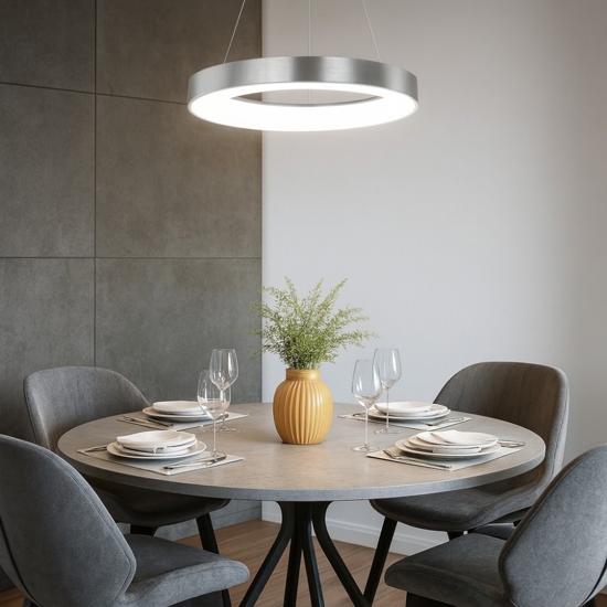 Lampadario cerchio 60cm led 3000k dimmerabile grigio