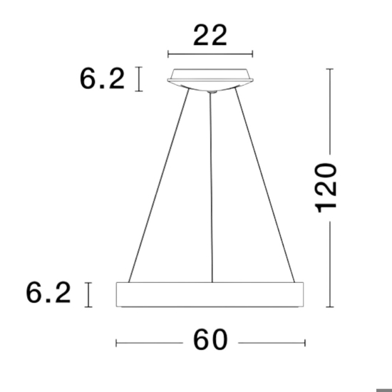 Lampadario cerchio 60cm led 3000k dimmerabile grigio