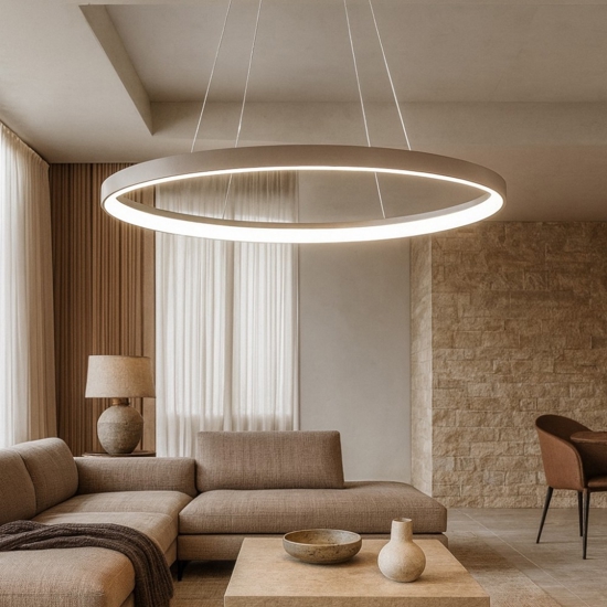 Vivida lifering-o lampadario moderno sabbia ovale led 50w 3000k 4000k