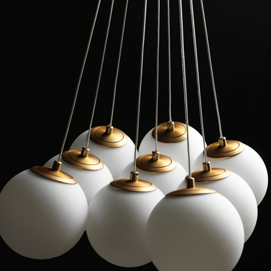 Lampadario 9 luci oro per soggiorno moderno vivida pearl