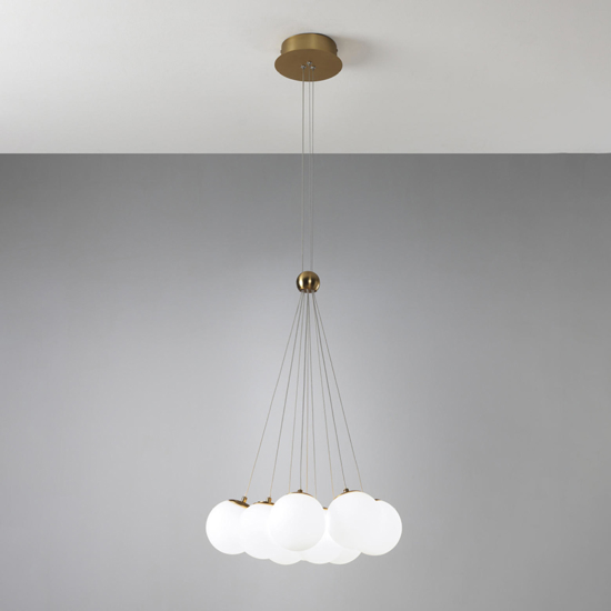 Lampadario 9 luci oro per soggiorno moderno vivida pearl
