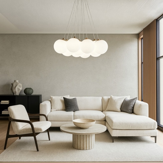 Lampadario 9 luci oro per soggiorno moderno vivida pearl
