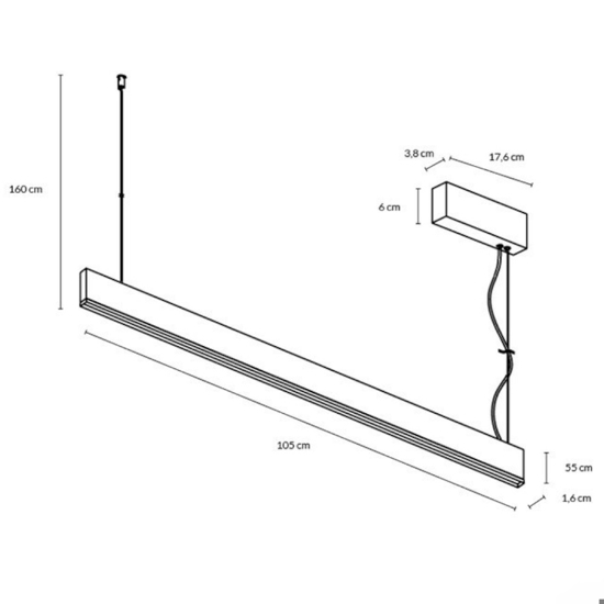Vivida segmento nero lampadario per soggiorno moderna nero led 36w cct