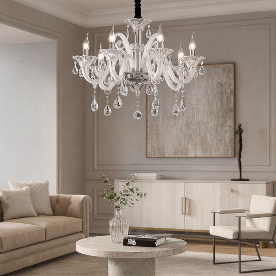 Colossal sp8 lampadario per salone vetro 8 luci goccia ideal lux