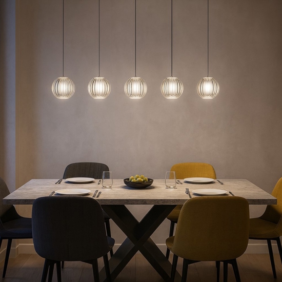 Diamond sp5 ideal lux lampadario per tavolo da pranzo 5 sfere led