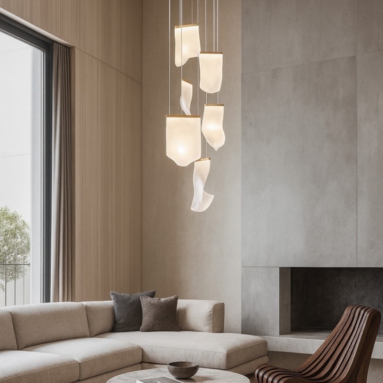 Lampadario elegante vele oro per soggiorno moderno