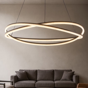 Lampadario design moderno led 68w 3000k nero dimmerabile con telecomando
