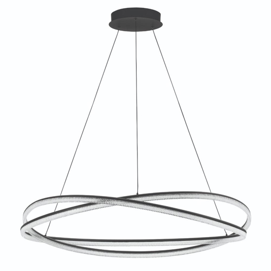 Lampadario design moderno led 68w 3000k nero dimmerabile con telecomando