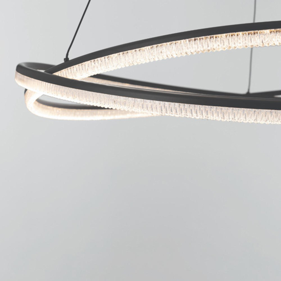 Lampadario design moderno led 68w 3000k nero dimmerabile con telecomando