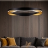 Lampadario moderno da salotto led 53w cerchio design nero oro 3000k