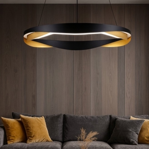 Visualizza i dettagli per Lampadario moderno led cerchio design nero oro moderna Lampadario moderno led cerchio design nero oro moderna