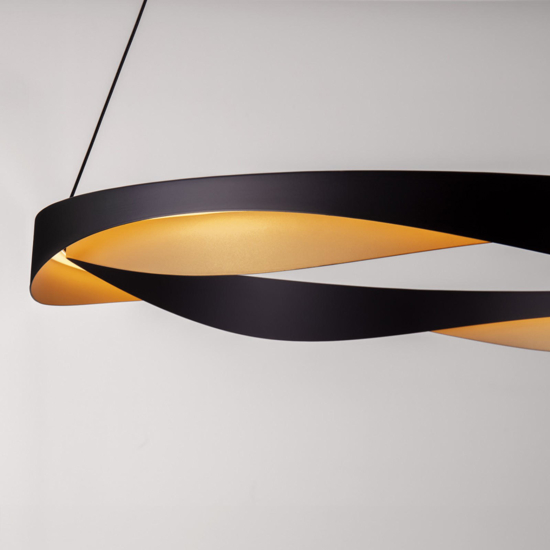 Lampadario moderno led cerchio design nero oro moderna
