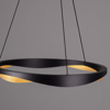 Lampadario moderno da salotto led 53w cerchio design nero oro 3000k