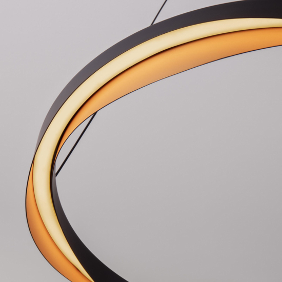 Lampadario moderno led cerchio design nero oro moderna