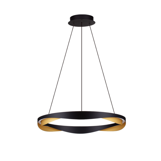 Lampadario moderno led cerchio design nero oro moderna