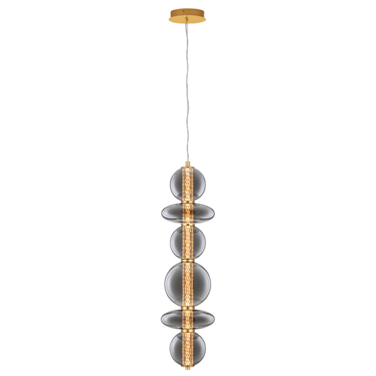Lampadario moderno verticale oro sfere vetro led 3000k