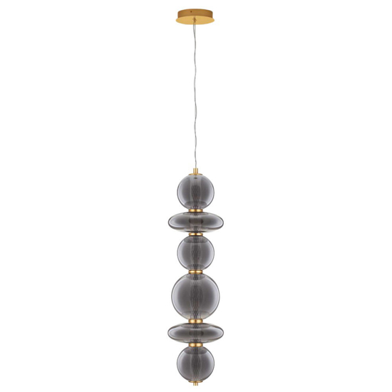 Lampadario moderno verticale oro sfere vetro led 3000k
