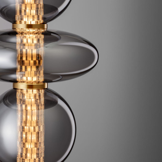 Lampadario moderno verticale oro sfere vetro led 3000k