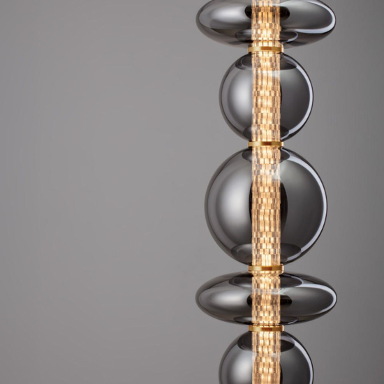 Lampadario moderno verticale oro sfere vetro led 3000k