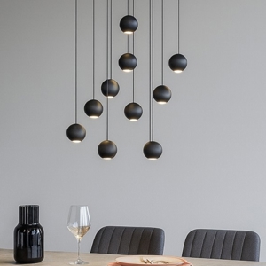 Visualizza i dettagli per Lampadario nero sfere a grappolo per tavolo soggiorno moderno Lampadario nero sfere a grappolo per tavolo soggiorno moderno