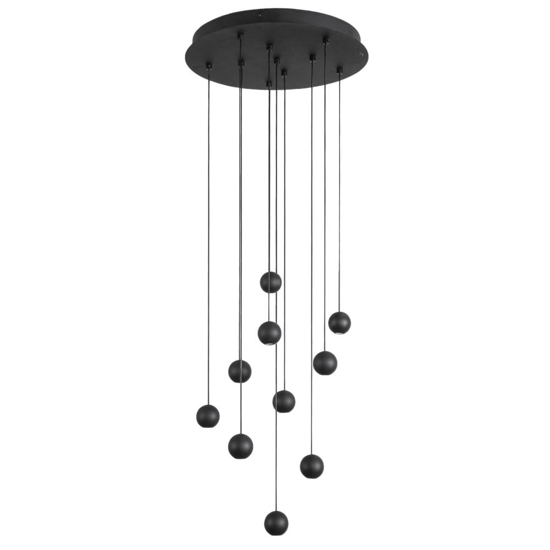 Lampadario nero sfere a grappolo per tavolo soggiorno moderno