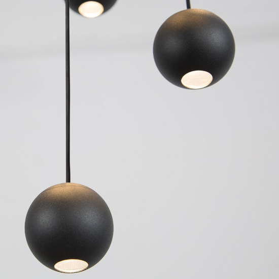 Lampadario nero sfere a grappolo per tavolo soggiorno moderno